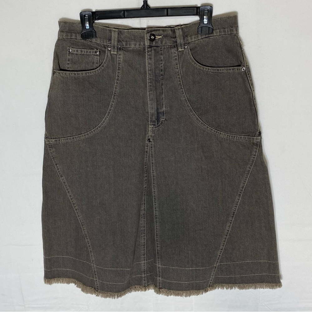 Vintage Gloria Vanderbilt Grey Brown Denim Knee Length Skirt 12 Festival